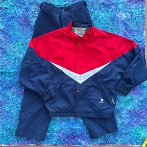 Tourney GoreTex VTG golf set Red Blue Windbreaker Jacket and Pants, men’s medium